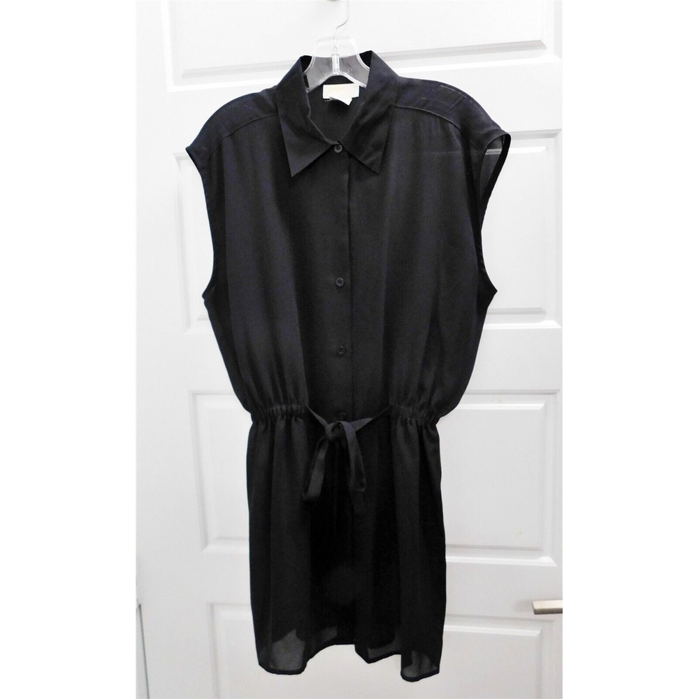 Gottex Black Sheer Button Down Bathing Suit Dress Cover Up Pants‎ sz S